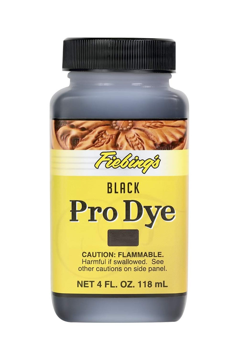 Fiebing's Pro Dye Leather Dye (4 Fl Oz) - Alcohol-Based, Penetrating, Permanent Dye for Shoes, Belts, Furniture - Vivid Color, Superior Color Fastness 4 oz. Black