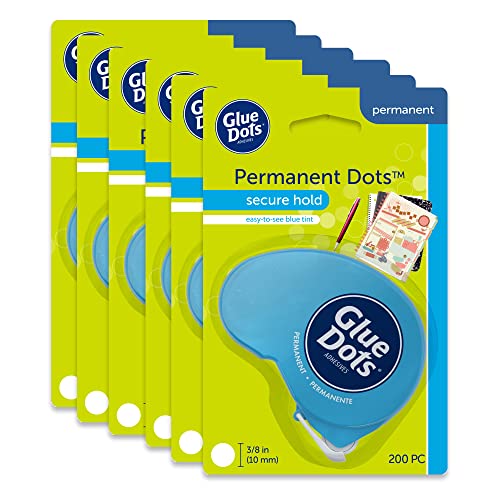 Glue Dots 6-Ct. Dot N' Go Dispenser Set, 200 (.375'') Permanent Dots Each (11346) 6 Pack Permanent Dispenser