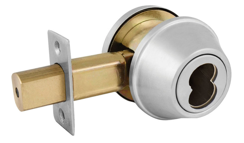 Master Lock DSCICSD32D Heavy Duty Single Cylinder Commercial Grade 2 SFIC Deadbolt, Brushed Chrome Finish (Pack of 1)