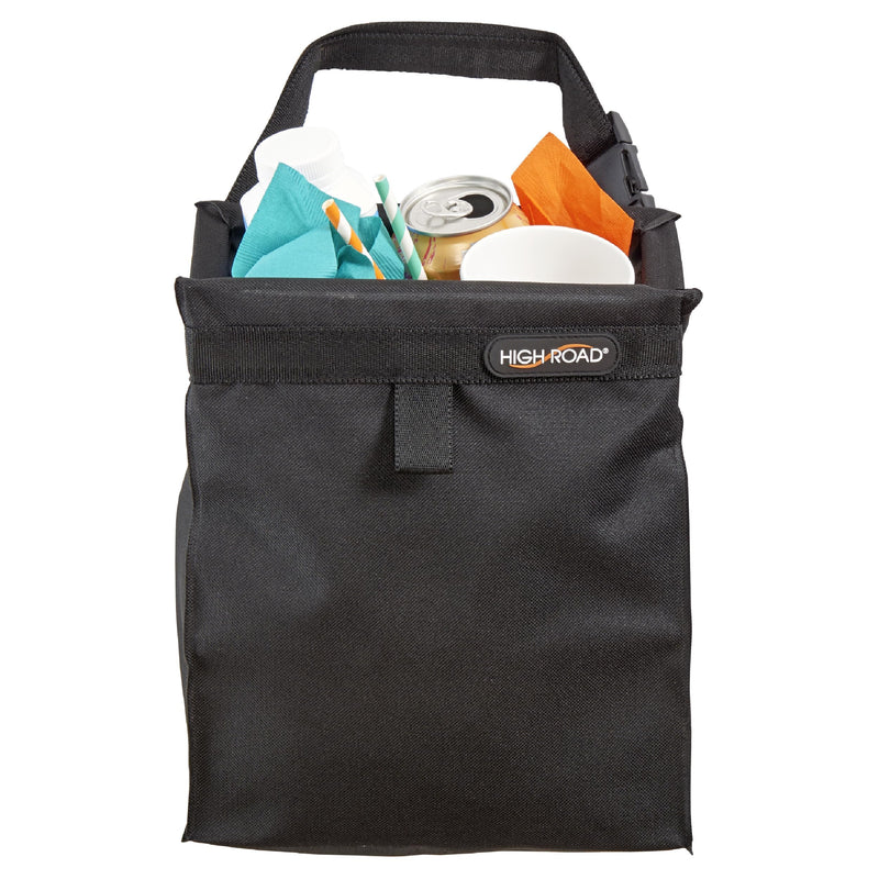 High Road TrashStash Hanging Car Garbage Bag with Push-Close Lid and Waterproof Bin for Car, SUV and Truck Seat Backs - Holds 3 Gallons of Car Trash (Black) Black 3 Gallon