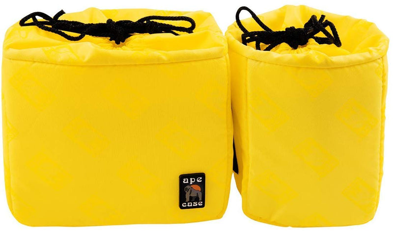 Cubeze Duo (ACQB 41) Flexible Padded Storage Bags; Removable & Adjustable Padded Inserts; Drawstring Closure; Hi-Vis Yellow Interior; Exterior Pockets for Accessories; Yellow (2 Pack)