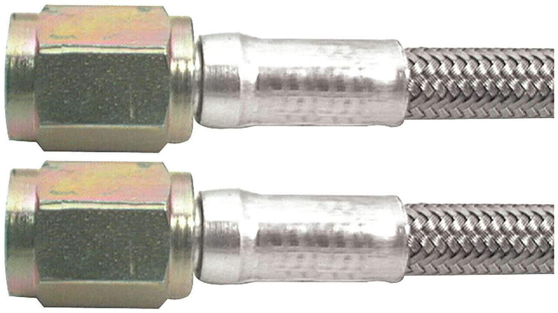 Allstar Performance AN Hose Assembly, 18 in Long, 3 AN Hose, 3 AN Straight Female to 3 AN Straight Female, Braided Stainless, PTFE Lined, Each 18in 1 Pack