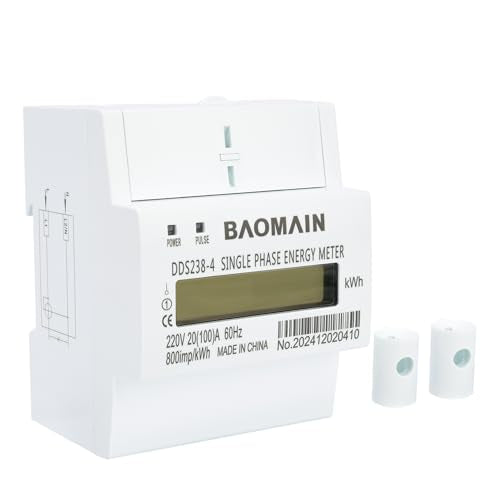 Baomain Single Phase DIN Rail 220V kWh Meter, AC Electricity Monitor