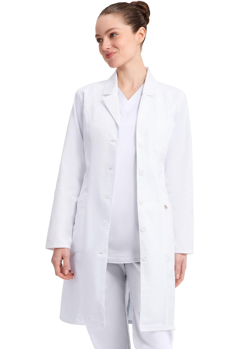 Dickies Contemporary Fit Women's 37" Twill Fitted Lab Coat 82401 Small White