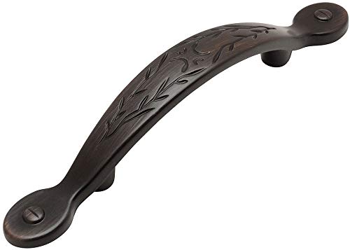 Cosmas 10 Pack 465ORB Oil Rubbed Bronze Leaf Design Cabinet Handle Pull 3 Inch Hole Center - Kitchen Drawer Pulls, Die-Cast Zinc Metal Hardware