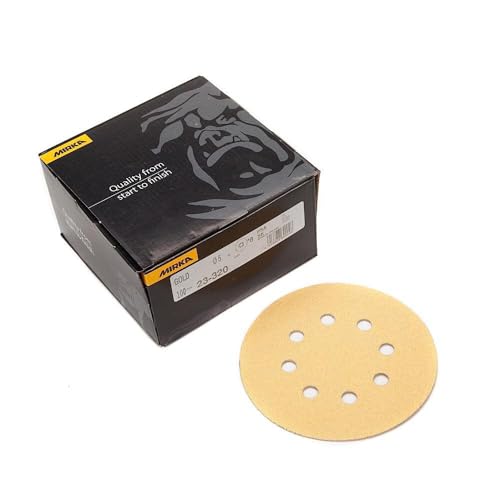 Mirka 5 Inch Gold 120 Grit 8 Hole Psa Abrasive Disc, 100 Pack