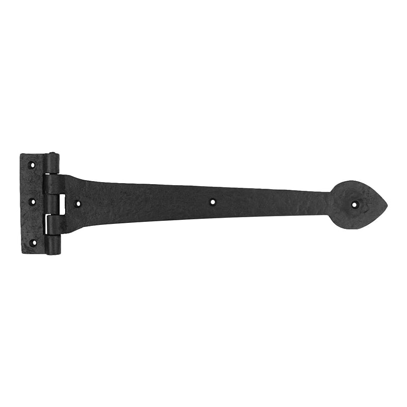 Renovators Supply Manufacturing Gate Hinges 15 in. Black Wrought Iron Spade Tip Strap Hinges for Gates and Doors with Mounting Hardware Pack of 1