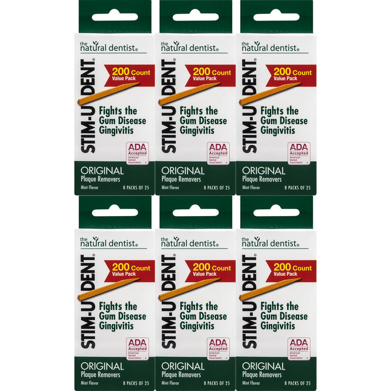 Stim-U-Dent Original, The Un-Plastic Plaque Removers, Mint-Flavored, 200 Count Box (Pack of 6)