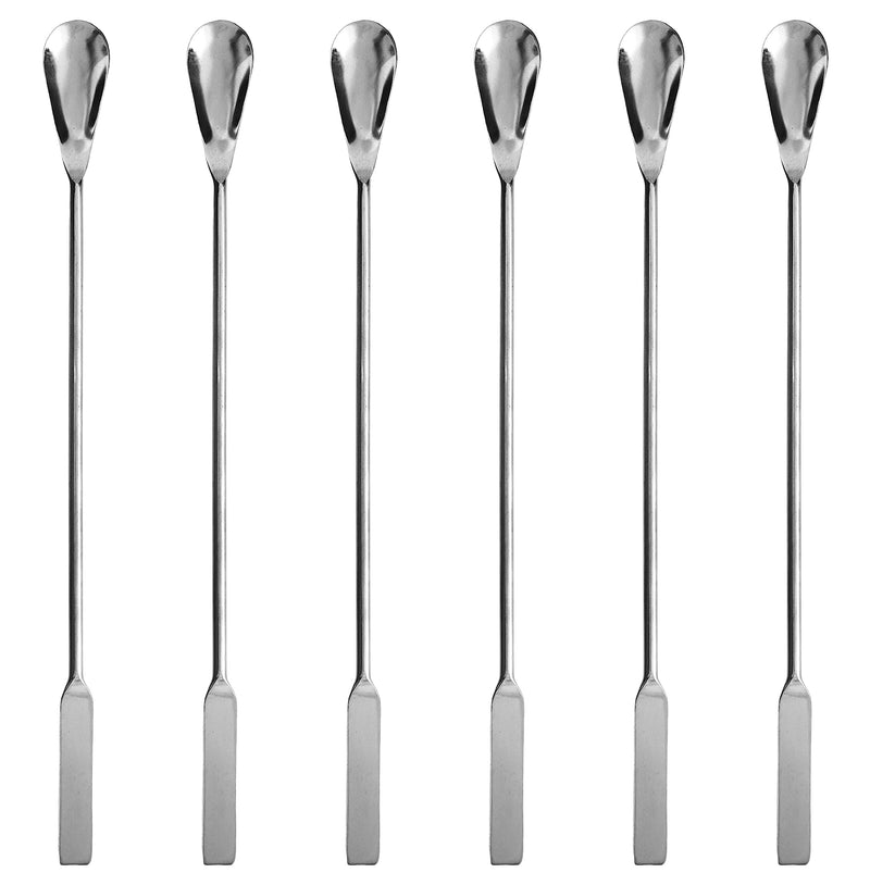 EISCO 6PK Lab Spatula Spoon, 9" - Stainless Steel, Polished - One 0.35" Flat End, One 0.75" Scoop End - Scoopula