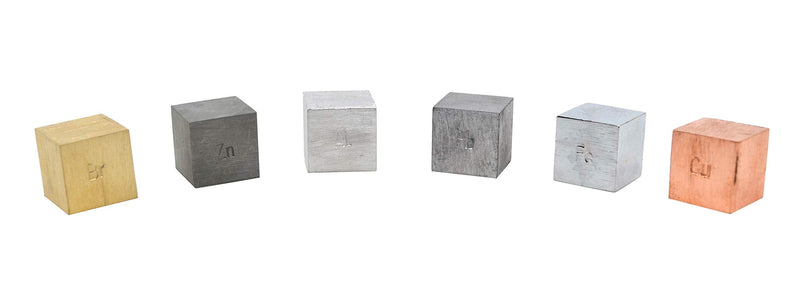 EISCO Density Cubes Set - Includes 6 Metals - Brass, Lead, Iron, Copper, Aluminum, Zinc - 0.8" (20mm) Sides - for use with Density, Specific Gravity Activities 20mm (0.8 inches)