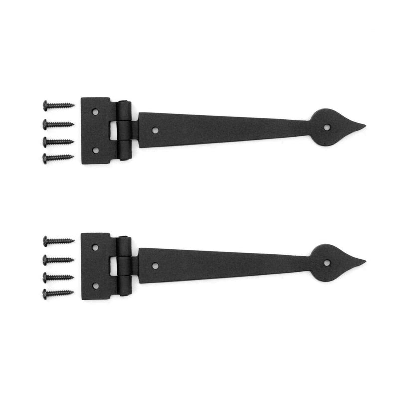 Renovators Supply Manufacturing Black Wrought Iron Strap Hinge Pair 7.38 Inch Spear Tip Colonial Cabinet Door Gate Hardware Flush Mount Rust Resistant Pack of 1