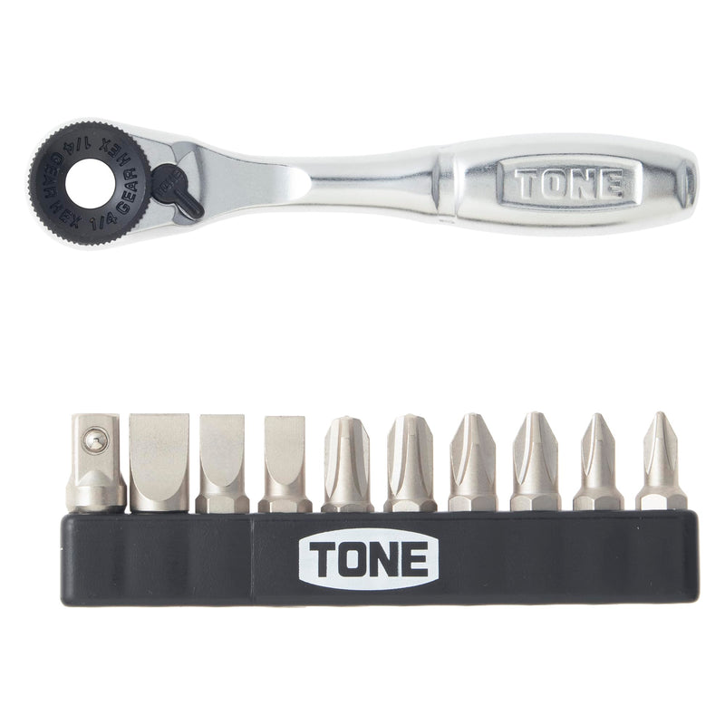 TONE Bit Ratchet Set BR10S 1/4" Hex Shank Bit 11-Piece Includes 11 pieces