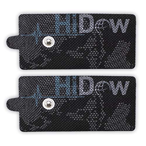 HiDow TENS EMS XL Replacement Pads (2" X 4") Muscle Stimulator Electrodes Gel Pads Reusable Premium Quality 3.5mm snap on