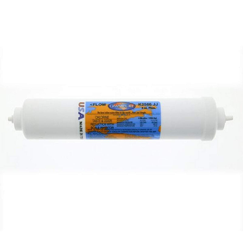 Omnipure K2586 JJ 1/4" Quick Connect Inline GAC Water Filter with Scale Inhibitor