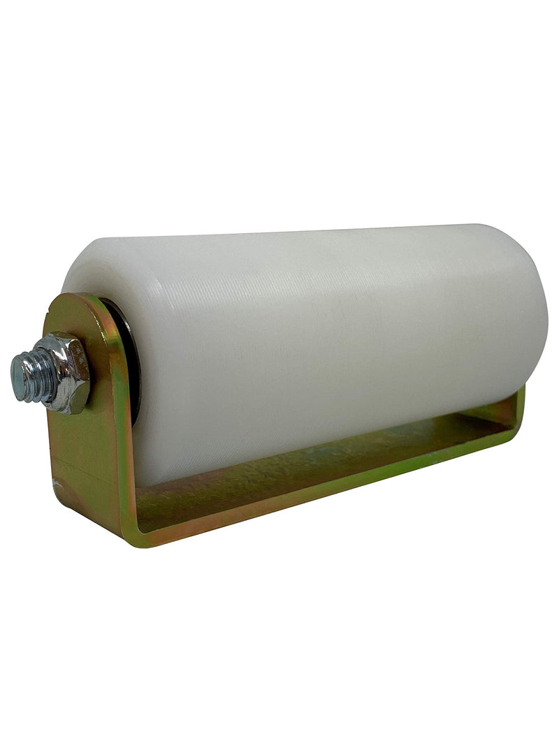 Slide Gate Guide Roller 6” Rear Post Welded Assembly Heavy Duty Anti Tipping Sealed Ball Bearing Sliding Rolling Gates Guider White UHMW Hard Nylon with C Bracket - Eagle EG098