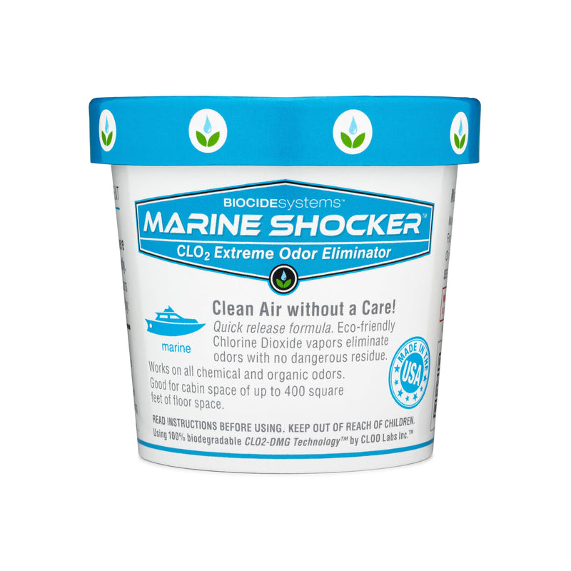 Biocide Systems Marine Shocker, Quick Release Odor Eliminator for Boats, Eco-Friendly Chlorine Dioxide Odor Bomb for Removing Mildew, Fish, & Food Smells, Up to 250 Cubic Feet of Interior Space 1 Count (Pack of 1)