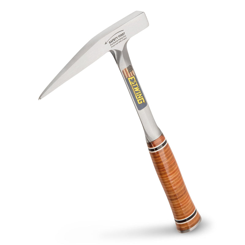 ESTWING Rock Pick - 13 oz USA Made Geology Hammer with Smooth Face & Genuine Leather Grip - E13P