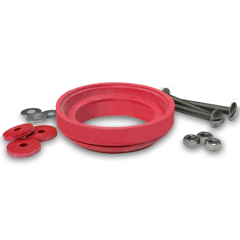 Korky 481BP Universal Toilet Tank To Bowl Gasket & Hardware Kit - Fits Most 3-Inch, 2-Piece Toilet Tanks - Made in USA , Red , Large (3") Large (3") Gasket + Hardware