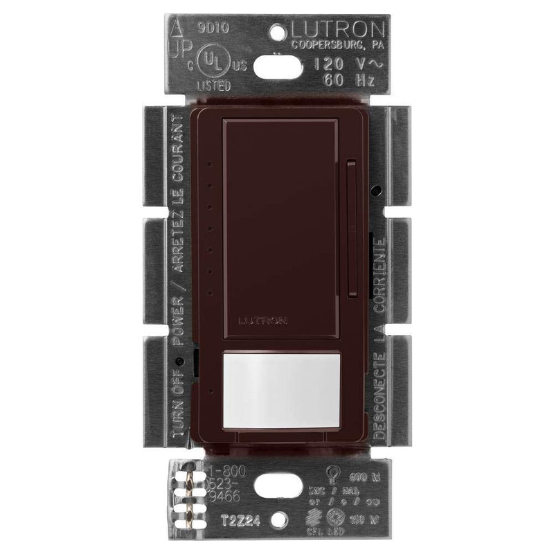 Lutron Maestro Motion Sensor Dimmer Switch for Bathroom, Garage, Laundry Room, and Closet, Occupancy and Vacancy Sensor, Single-Pole/Multi-Location, No Neutral Req, MSCL-OP153M-BR, Brown 1 Pack