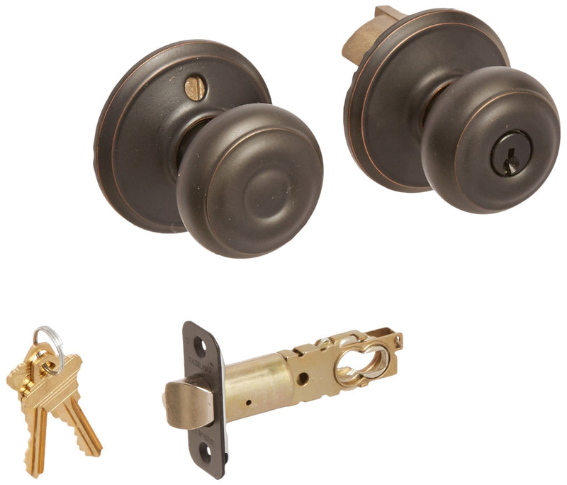 Schlage F80-GEO Georgian Storeroom Door Knob Set, Aged Bronze
