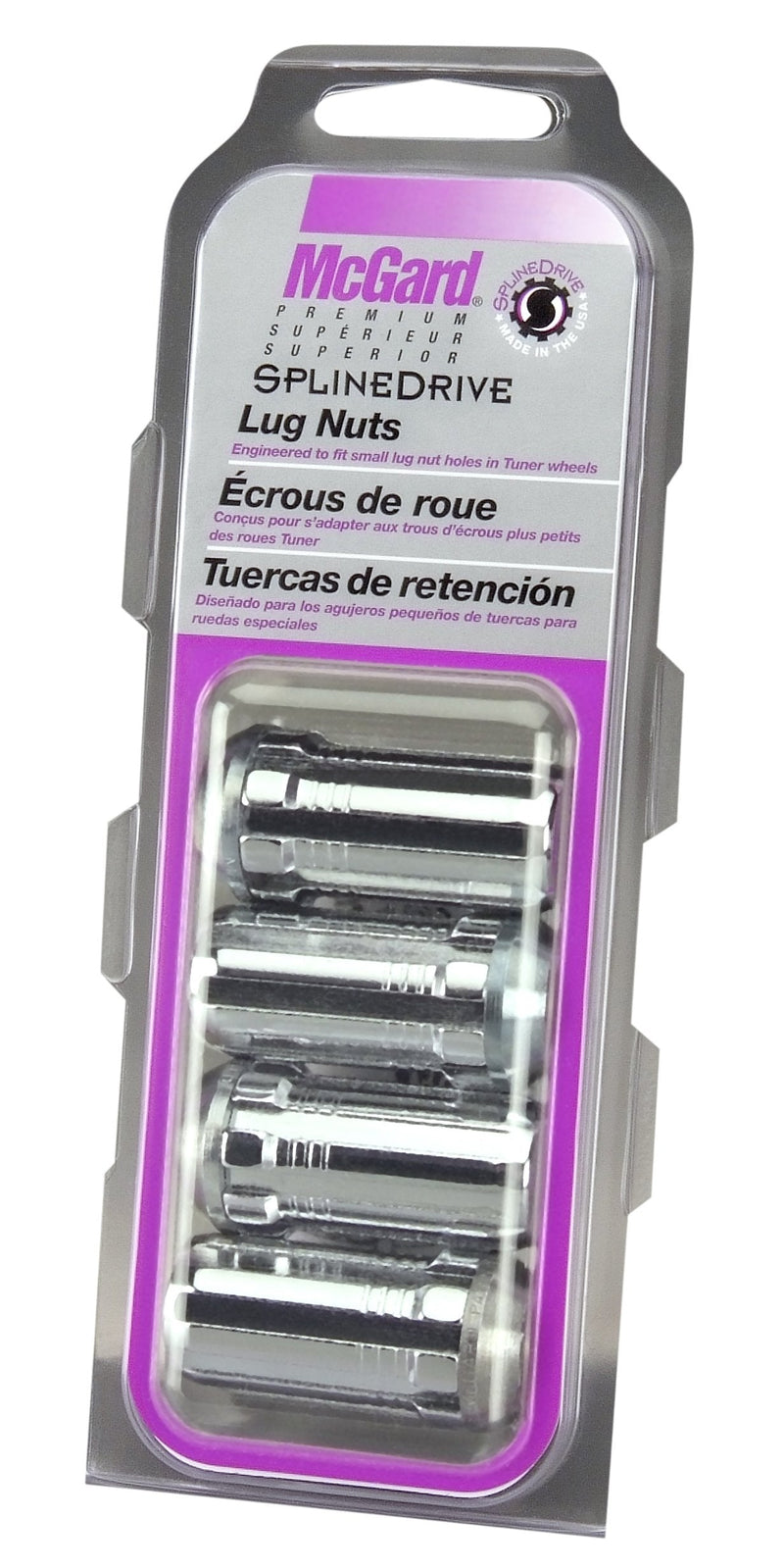 McGard 65340 SplineDrive Chrome (1/2" - 20 Thread Size) Cone Seat Lug Nut, (Set of 4)