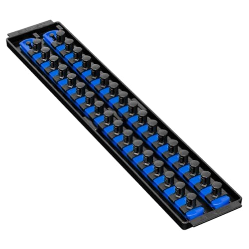 Ernst Manufacturing 19-Inch Socket Boss Organizer with Twist-Lock 2 Rails for 1/2-Inch Drive Sockets, Blue, Model 8457 – Secure and Durable Socket Storage Solution - Made in USA 1/2"
