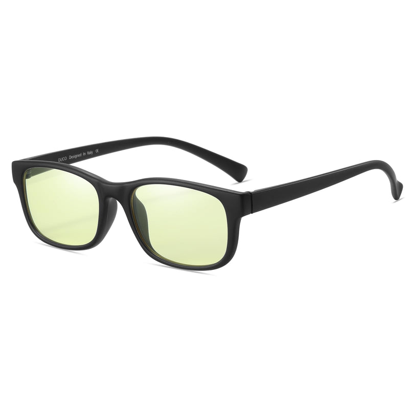 DUCO Blue Light Blocking Glasses Gamer Glasses And Computer Gaming Glasses 8016 Matte Black Frame Amber Lens