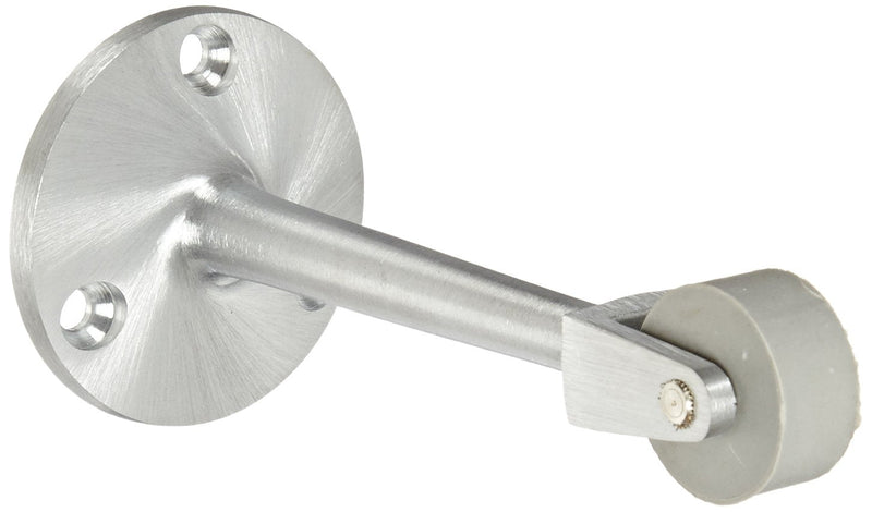 Rockwood 456L.26D Brass Straight Roller Stop, #8 X 3/4" OH SMS Fastener, 6-1/4" Projection, 2" Base Diameter, Satin Chrome Plated Finish