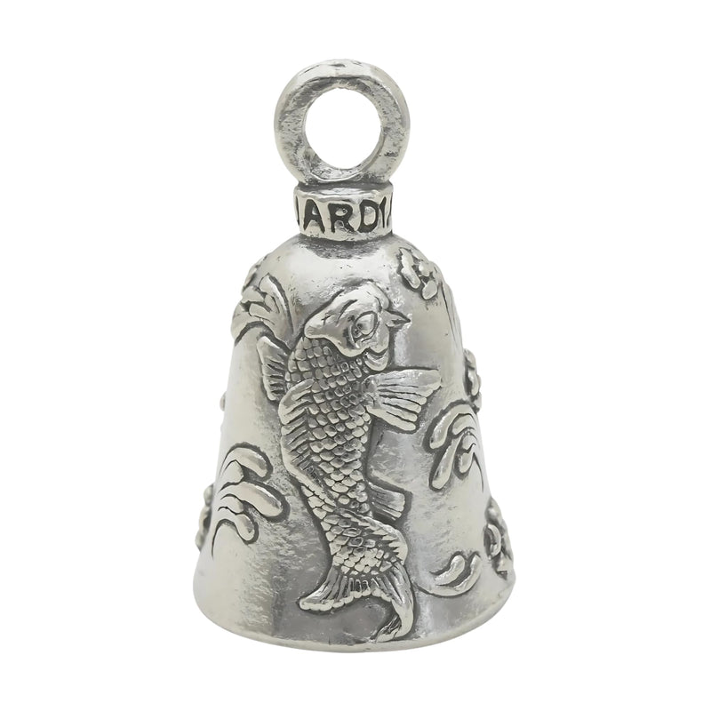 Guardian Bell Japanese Koi Good Luck Bell w/Keyring & Black Velvet Gift Bag | Motorcycle Bell | Lead-Free Pewter | Made in USA 1.75"