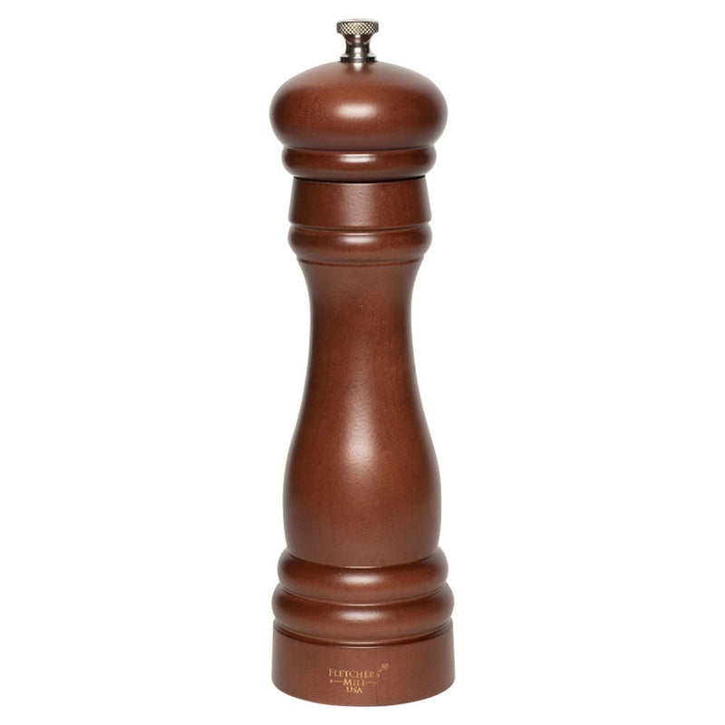 Fletchers' Mill Federal Pepper Mill, Walnut Stain - 8 Inch, Adjustable Coarseness Fine to Coarse, MADE IN U.S.A. 8-inch