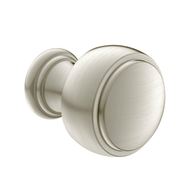Moen Weymouth Brushed Nickel 1.32" Brass Cabinet or Drawer Knob, YB8405BN