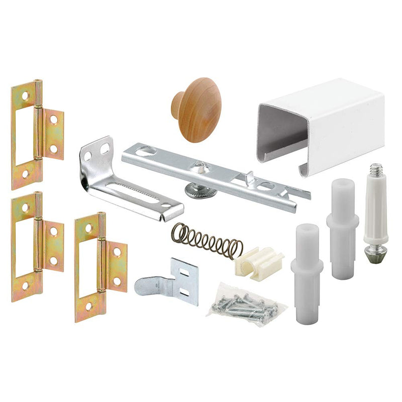 Prime-Line 164686 Bi-Fold Closet Door Track Kit, Fits 36 In. Openings, Roll-Formed Steel Track, Painted White Finish (2 Panel Kit)
