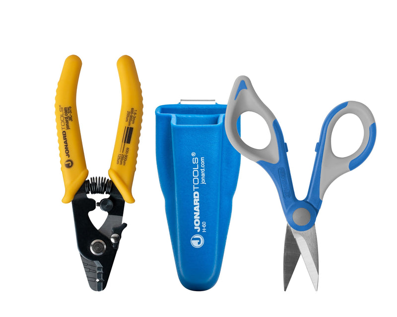 Jonard Tools TK-350 Fiber Stripper & Kevlar Cutting Kit Fiber Stripper & Scissor Kit w/ Pouch