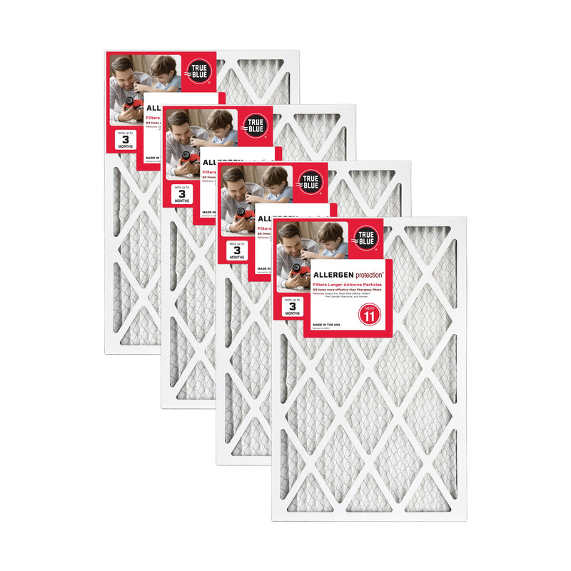 True Blue 15x20x1 MERV 11 Allergen Air Filter (4-Pack) | Electrostatic Pleated HVAC Furnace Air Filter | Replacement Filter for Home Use | Made in USA 15" x 20" x 1"