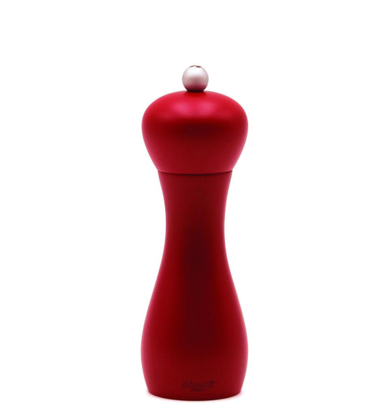 Bisetti Rimini 18 cm / 7 Inch Burgundy Beech Wood Pepper Mill with Adjustable Grinder