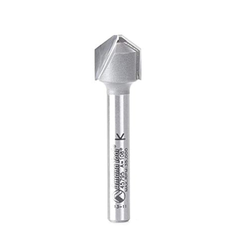 Amana Tool - 45795 Carbide Tipped Double Edge Folding V-Groove 108 Deg x 0.090" Tip Wi 45795 - 3/8 CH x 1/2 D x 1/4 Inch SHK