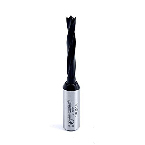 Amana Tool - 217005 Brad Pt. Solid Carbide Dowel Drill Boring Bit R/H 5mm Dia x 70mm Lon