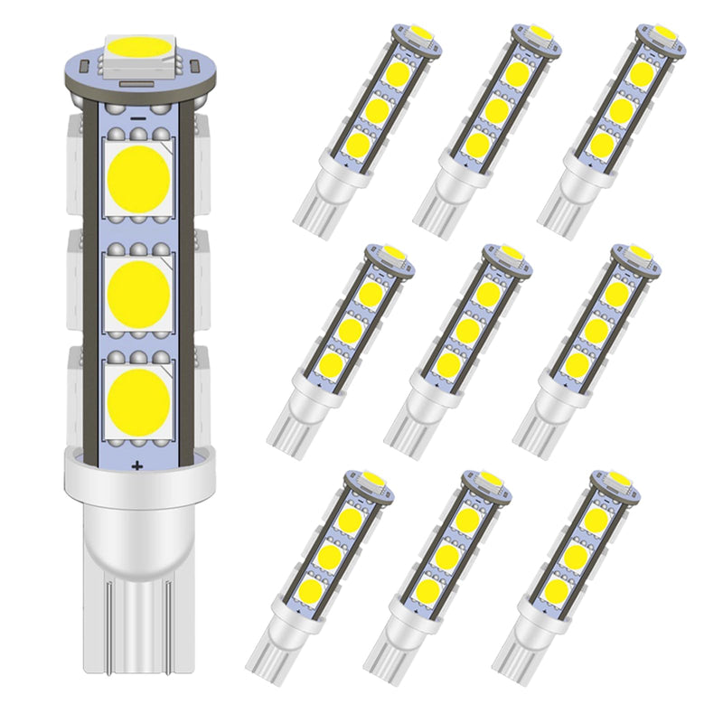 GRV T10 C921 192 194 W5W 13-5050SMD Super Bright Wedge LED Bulbs for DC 12V RV Interior Ceiling Dome Camper Motorhome Boat Lighting Bulb,Cool White Pack of 10 Cool White 10 Pcs