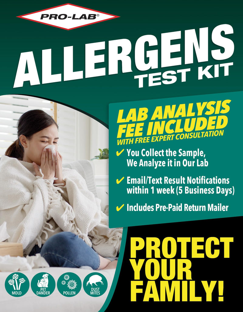PRO-LAB DIY Allergen Test Kit - Test for Mold, Pet Dander, Pollen & Dust Mites. AIHA Accredited Lab Analysis! Lab Fees, Expert Consultation and Return Shipping Included