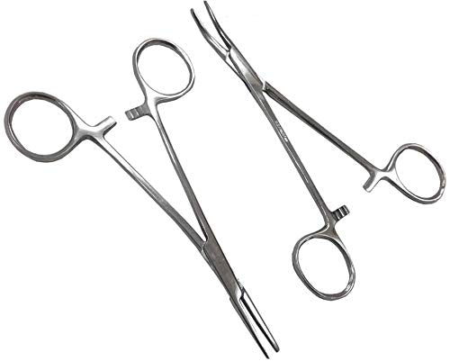 EMI Medical Kelly Hemostat Forceps Straight & Curved 5.5" - 2 Piece Set