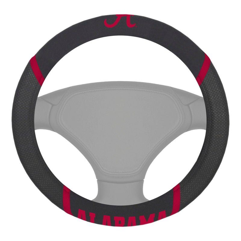FANMATS NCAA Unisex-Adult Embroidered Steering Wheel Cover Alabama Crimson Tide 15" x 15" Black