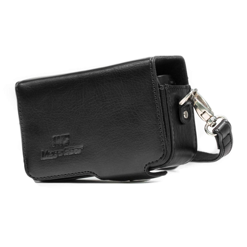 MegaGear MG281 Leather Camera Case with Strap compatible with Sony Cyber-shot DSC-RX100 VII, DSC-RX100 VI, DSC-RX100 V, DSC-RX100 IV, DSC-RX100 III, DSC-RX100 II - Black