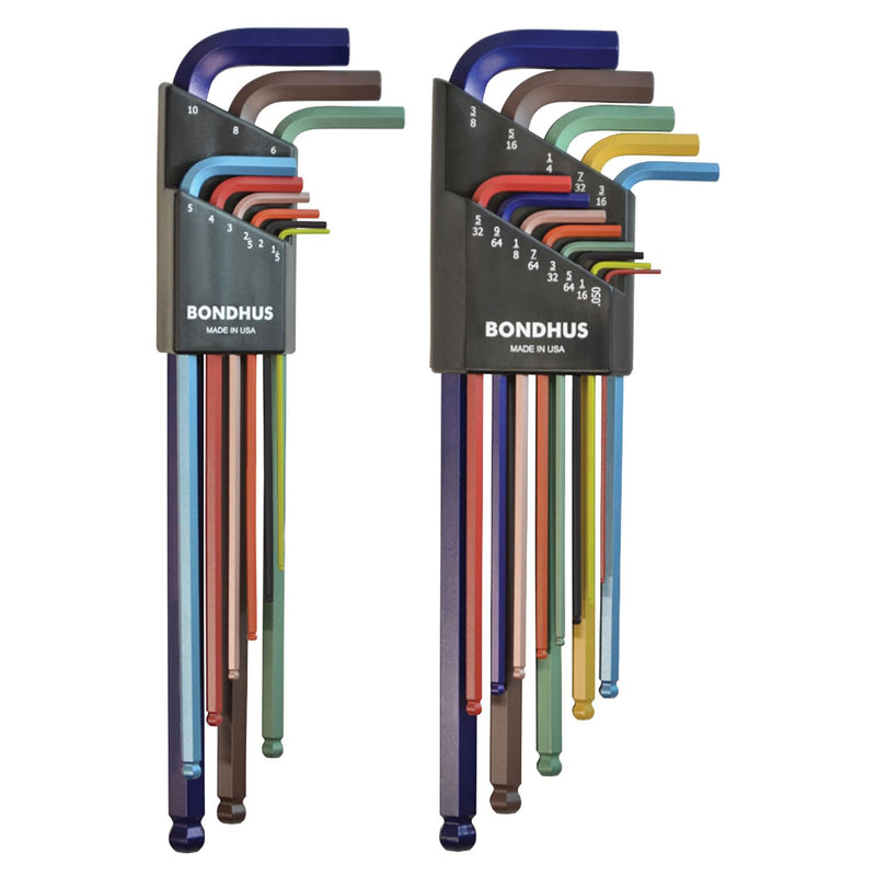 Bondhus 69600 Ball End Double Pack L-Wrench Set with ColorGuard, 13 Piece