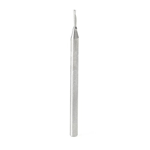 Amana Tool 51515 CNC SC Spiral O Single Flute Plastic Cutting 1/16 D x 1/4 CH x 1/8 SHK x 2 Inch Long Down-Cut Router Bit with Mirror Finish