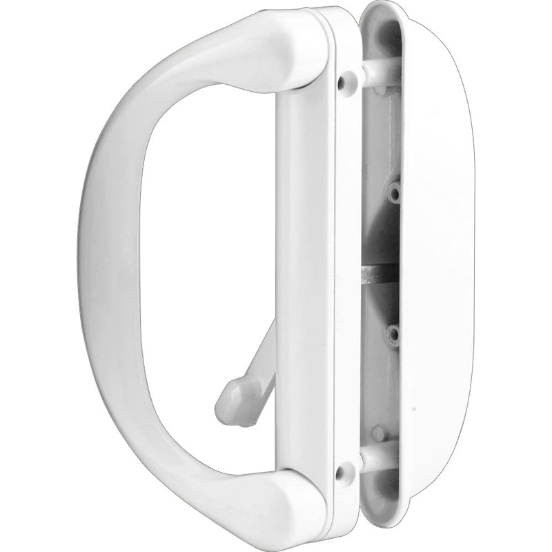 Prime-Line C 1275 Diecast, White, Outside Patio Door Pull with Latch (Single Pack) D-handle