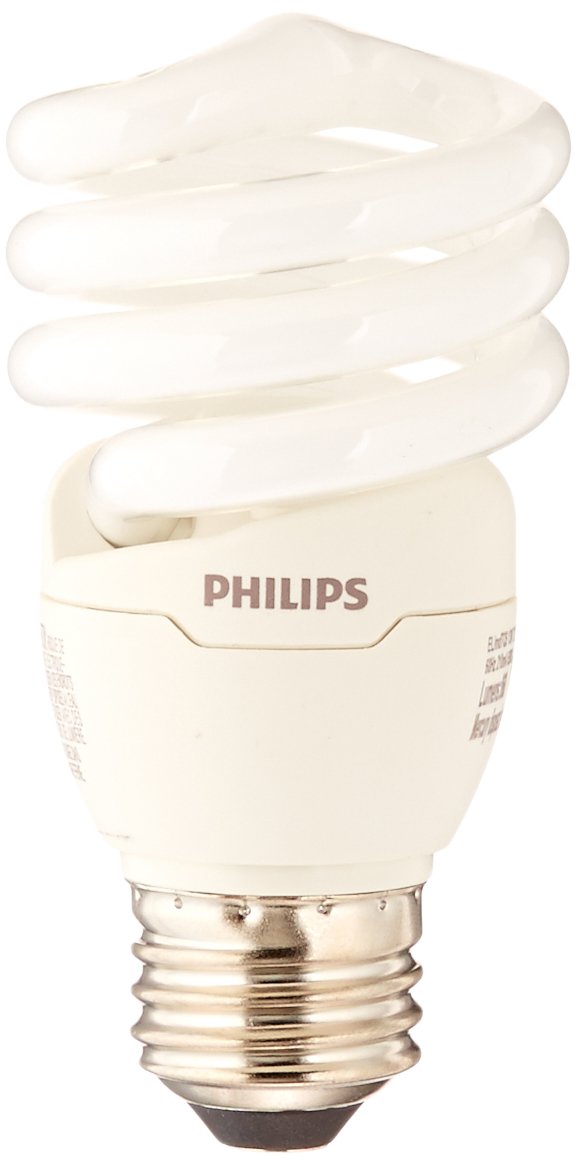 Philips LED 420091 Energy Saver Compact Fluorescent T2 Twister (A19 Replacement) Household Light Bulb: 6500-Kelvin, 13-Watt (60-Watt Equivalent), E26 Medium Screw Base, Daylight Deluxe, 4-Pack 4 Count (Pack of 1) A19 60 W