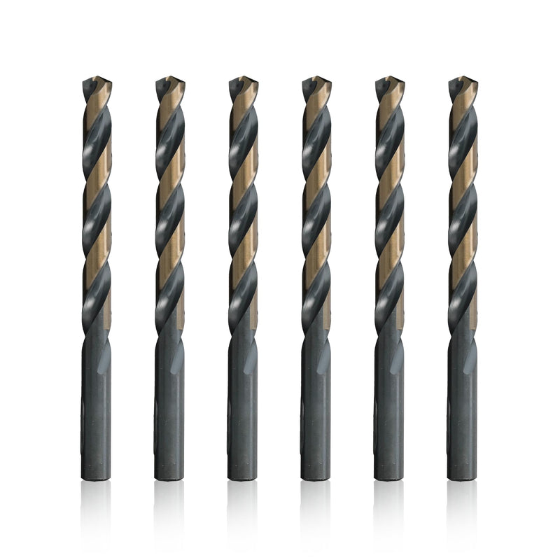 Drill America - KFD1/2P6 1/2" High Speed Steel Black & Gold KFD Split Point Drill Bit (Pack of 6), KFD Series 1/2 in