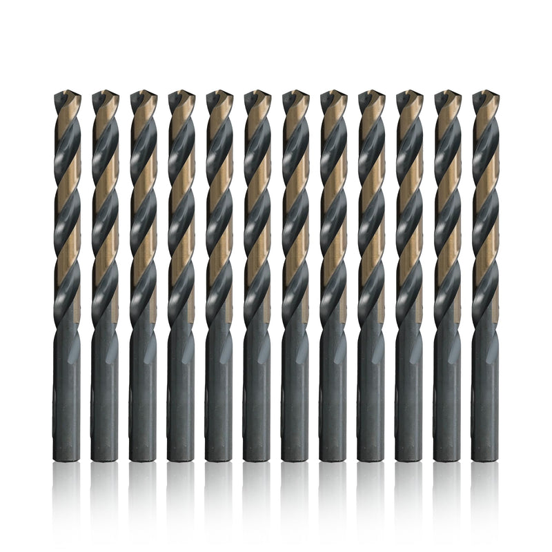 Drill America - KFD5/16P12 5/16" High Speed Steel Black & Gold KFD Split Point Drill Bit (Pack of 12), KFD Series 5/16"