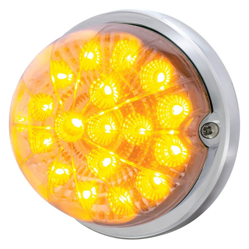  [AUSTRALIA] - United Pacific 39659 17LED Dual Function Watermelon Clear Reflector Flush Mount Cab Light Kit w/Low Profile Bezel - Amber LED/Clear Lens – ONE Unit