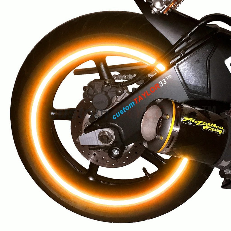 customTAYLOR33 (All Vehicles Orange High Intensity Grade Reflective Copyrighted Safety Rim Tapes (Must Select Your Rim Size), 17" (Rim Size for Most SportsBikes) 17" (Rim Size for Most SportsBikes)